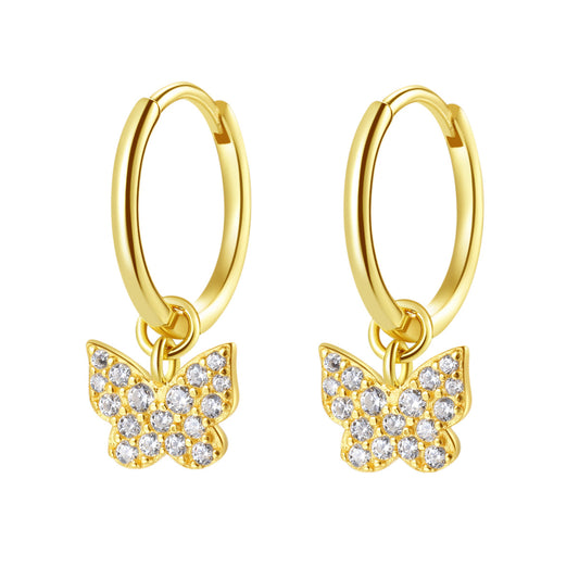 De Butterfly Charm Hoops